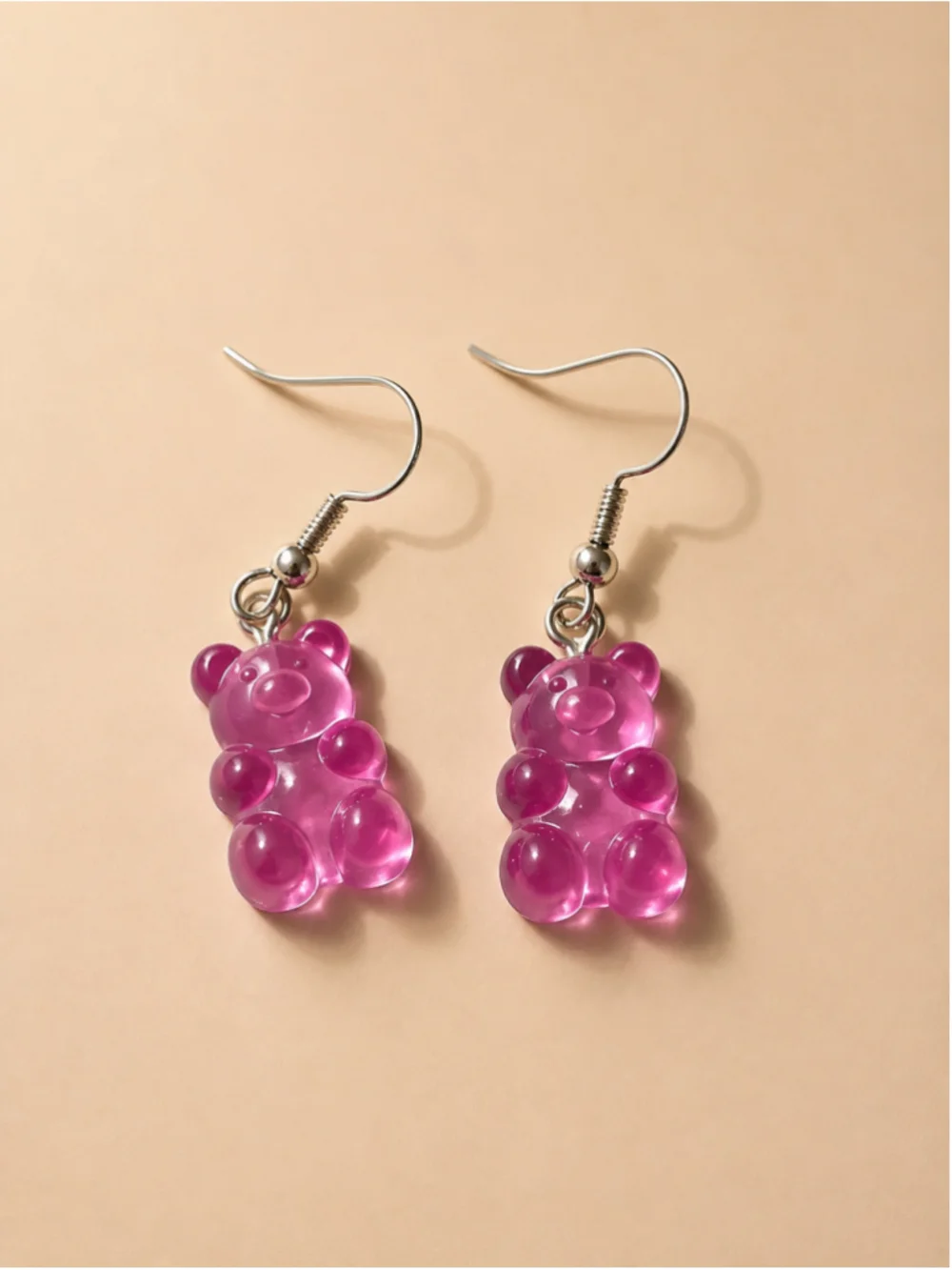 Women's Unbranded Gummy Bear Earrings One Size Pink Silver